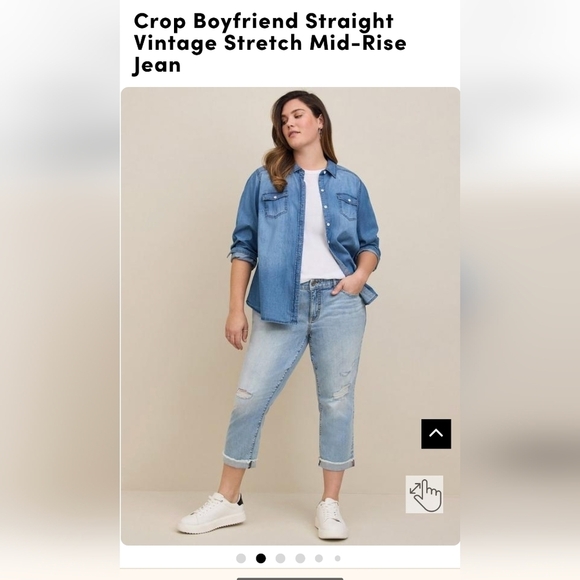 Crop Boyfriend Straight Vintage Stretch Mid-Rise Jean, size 24 new with … - Picture 2 of 12